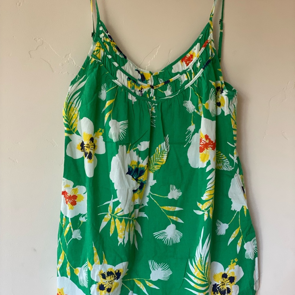 Patagonia Green Floral Spaghetti Strap Top
